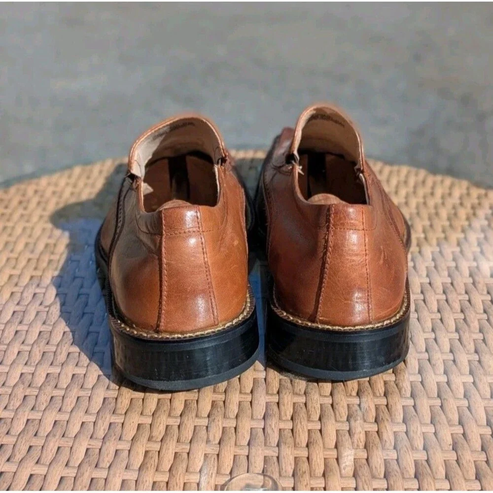 Old Money Quiet Luxury Stacy Adams Danton Cognac‎ Leather Loafers Men's 10.5